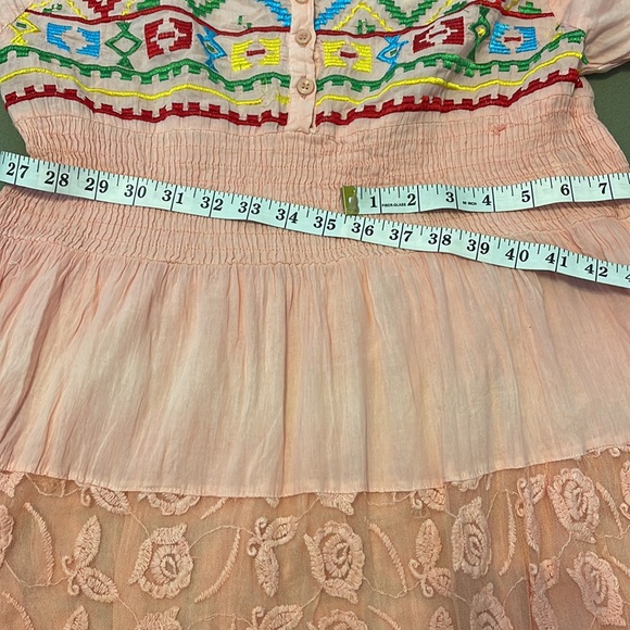 ROYAL MODA. Peach 🍑 color Embroidered, lace, buttons, Womens DRESS  size XL - Picture 15 of 16